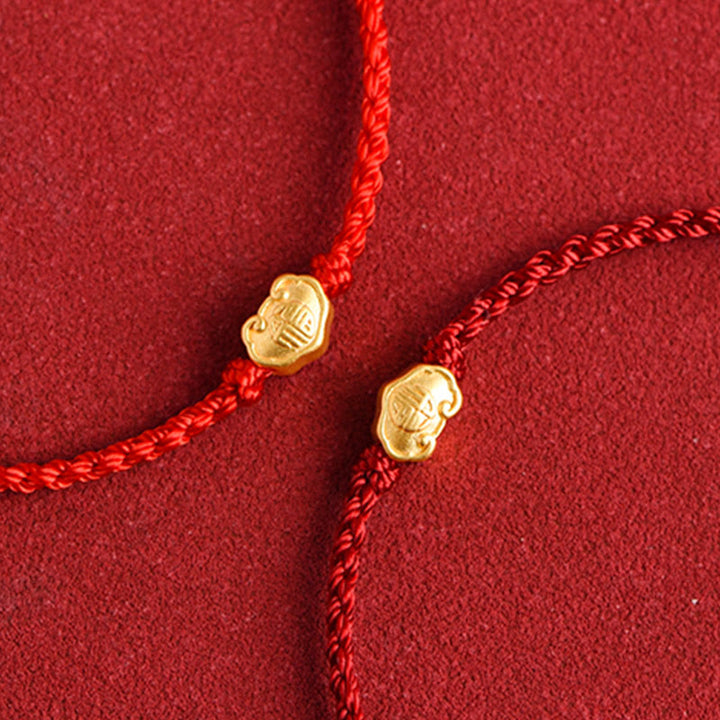 Pulsera de cuerda hecha a mano con protección de caracteres Fu y dije de cerradura china de oro 999 con Buddha Stones - image 15