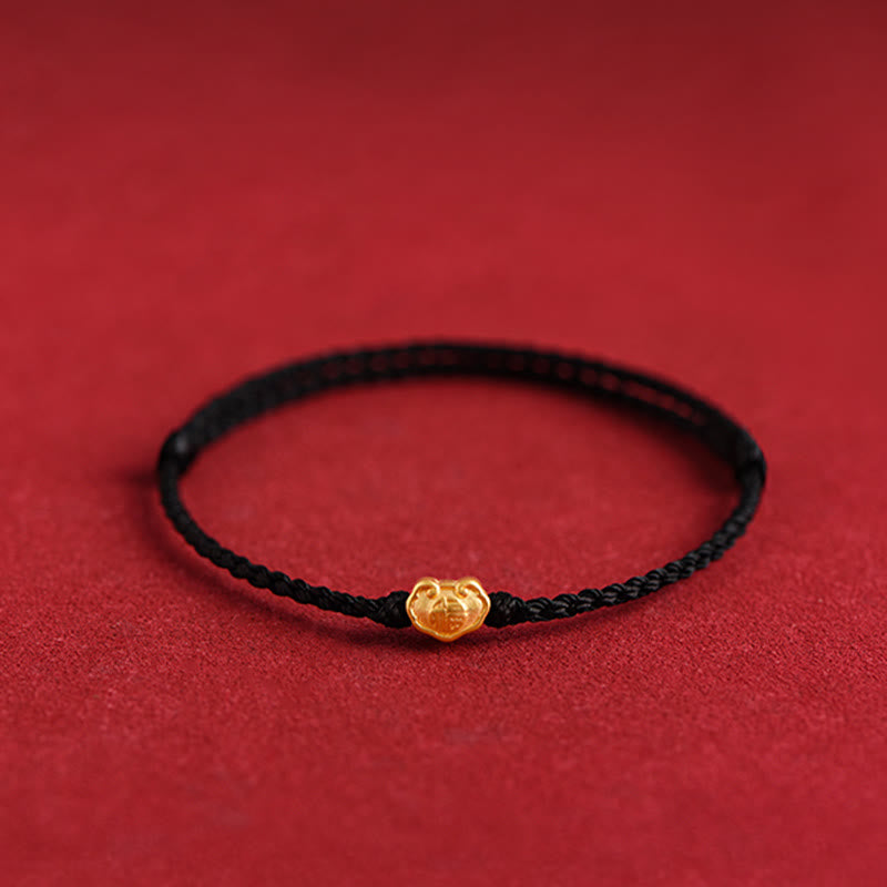 Pulsera de cuerda hecha a mano con protección de caracteres Fu y dije de cerradura china de oro 999 con Buddha Stones - image 18