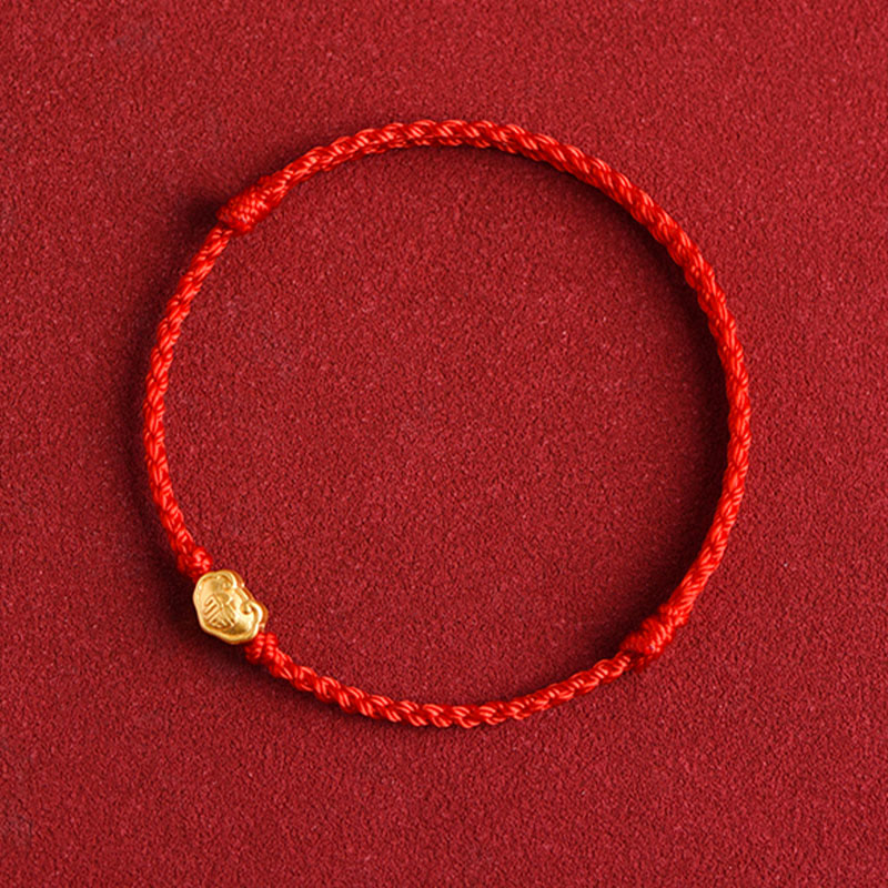 Pulsera de cuerda hecha a mano con protección de caracteres Fu y dije de cerradura china de oro 999 con Buddha Stones - image 10