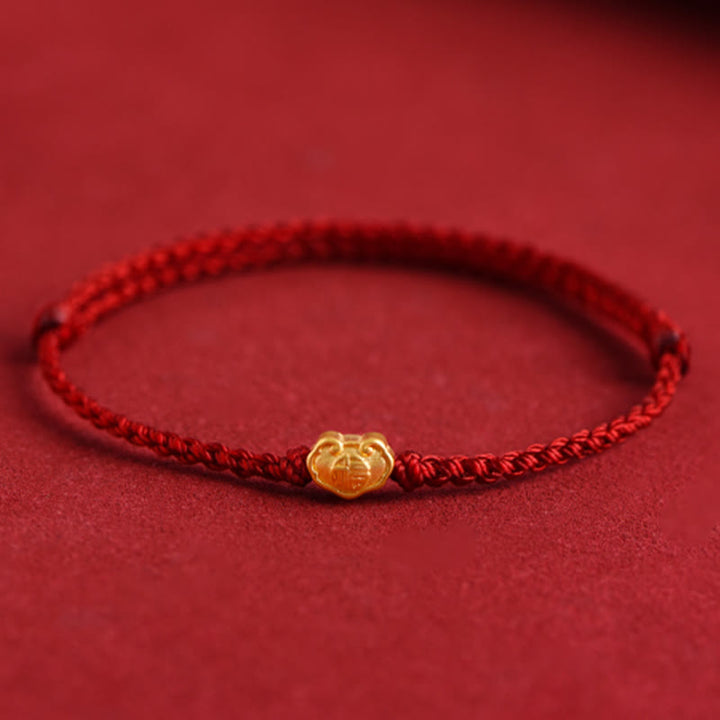 Pulsera de cuerda hecha a mano con protección de caracteres Fu y dije de cerradura china de oro 999 con Buddha Stones - image 14