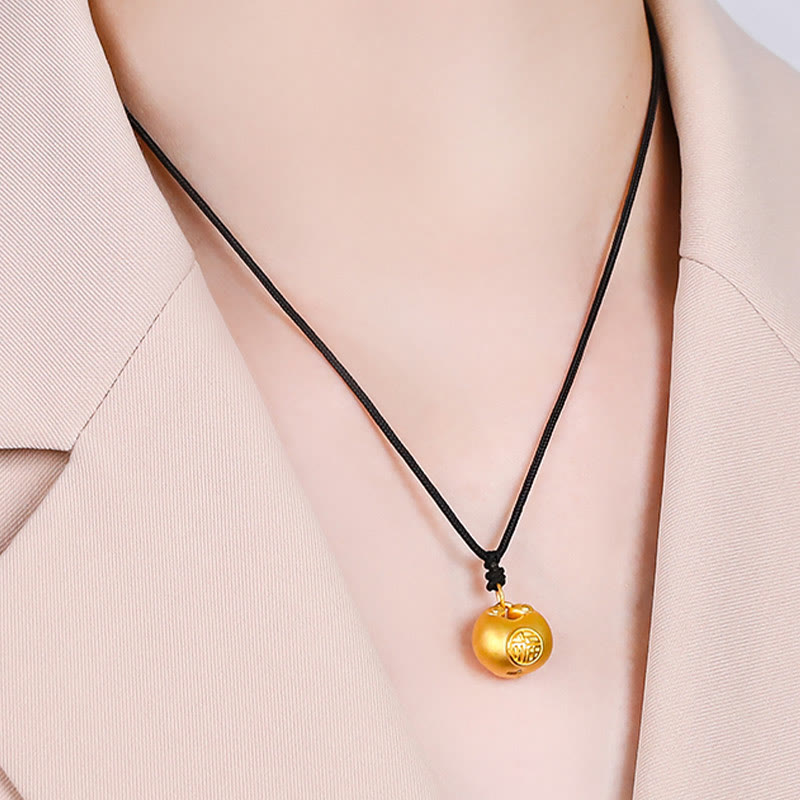 Collar con colgante de cuerda de la suerte con diseño de candado de deseos y personaje Fu de oro 999 con Buddha Stones - image 9