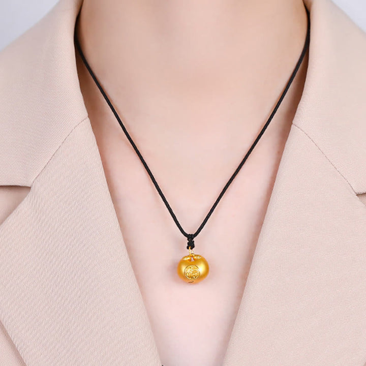 Collar con colgante de cuerda de la suerte con diseño de candado de deseos y personaje Fu de oro 999 con Buddha Stones - image 10