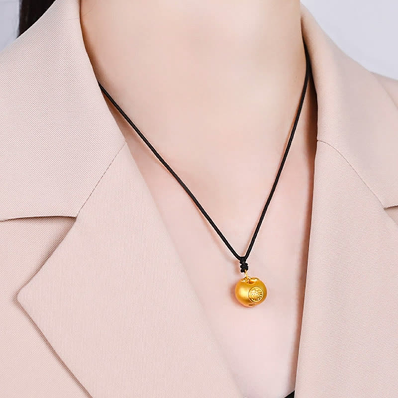 Collar con colgante de cuerda de la suerte con diseño de candado de deseos y personaje Fu de oro 999 con Buddha Stones - image 12