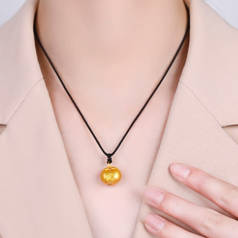 Collar con colgante de cuerda de la suerte con diseño de candado de deseos y personaje Fu de oro 999 con Buddha Stones - image 13