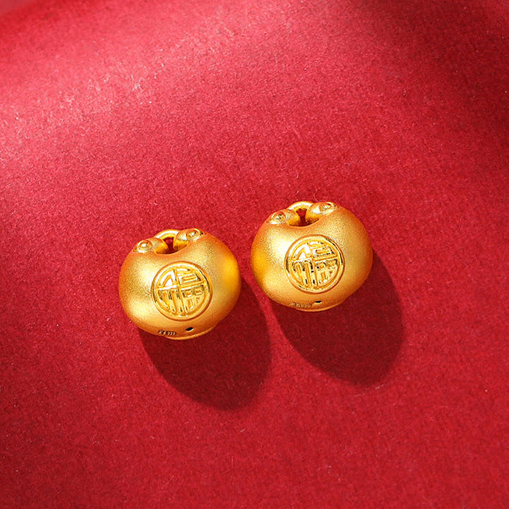 Collar con colgante de cuerda de la suerte con diseño de candado de deseos y personaje Fu de oro 999 con Buddha Stones - image 14