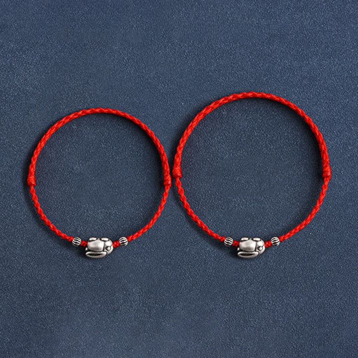 Pulsera tobillera con cuerda de la suerte de conejo de plata de ley 999 hecha a mano con Buddha Stones - image 13