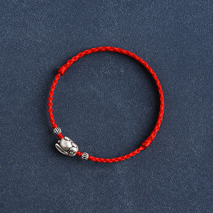 Pulsera tobillera con cuerda de la suerte de conejo de plata de ley 999 hecha a mano con Buddha Stones - image 11