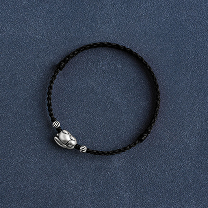 Pulsera tobillera con cuerda de la suerte de conejo de plata de ley 999 hecha a mano con Buddha Stones - image 24