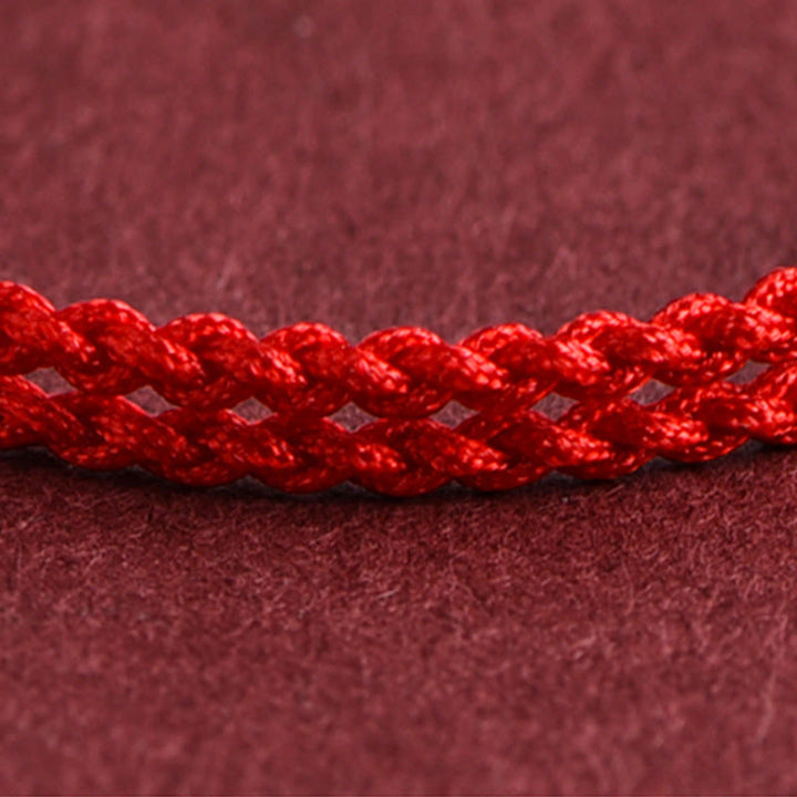 Pulsera de tobillo con cuerda trenzada de la suerte hecha a mano con diseño de hebilla de paz pequeña de oro 999 y Buddha Stones