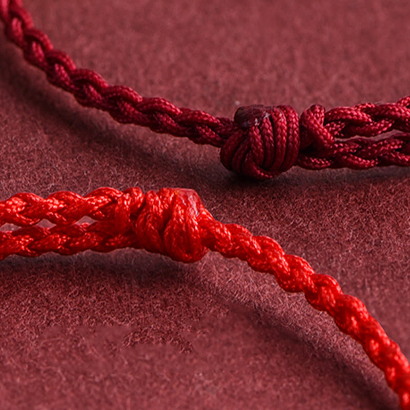Pulsera de tobillo con cuerda trenzada de la suerte hecha a mano con diseño de hebilla de paz pequeña de oro 999 y Buddha Stones