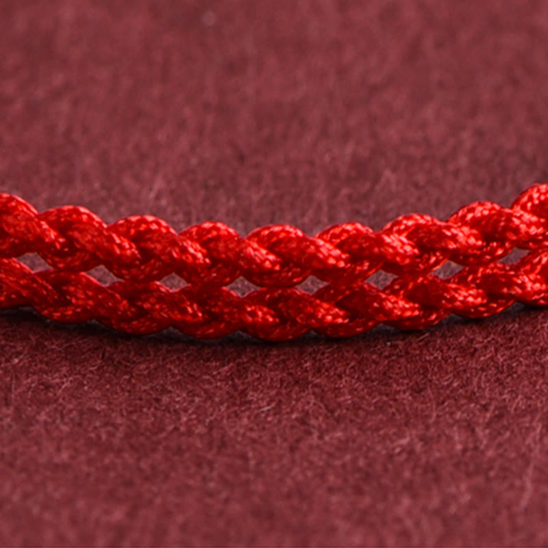 Pulsera de tobillo con cuerda trenzada de la suerte hecha a mano con diseño de hebilla de paz pequeña de oro 999 y Buddha Stones - image 10