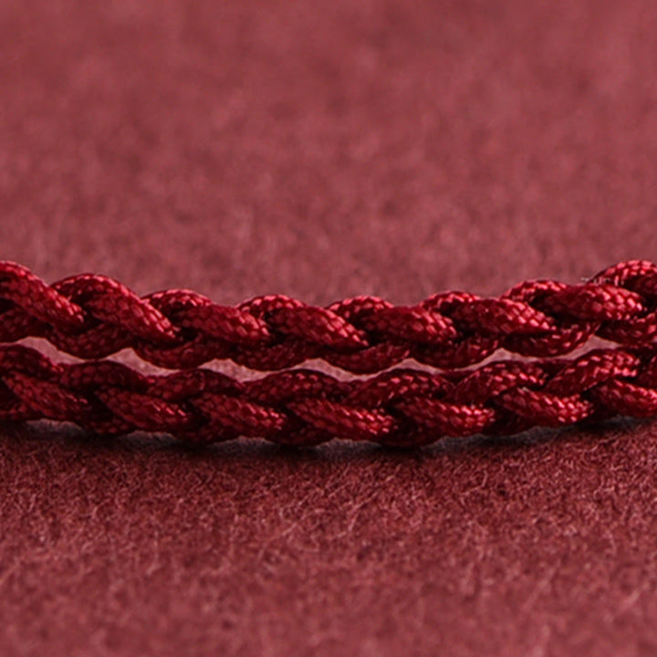 Pulsera de tobillo con cuerda trenzada de la suerte hecha a mano con diseño en forma de cubo pequeño de oro 999 con Buddha Stones - image 9