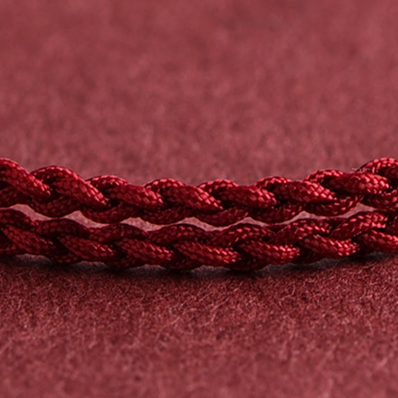 Pulsera de tobillo con cuerda trenzada de la suerte hecha a mano con diseño en forma de cubo pequeño de oro 999 con Buddha Stones - image 9