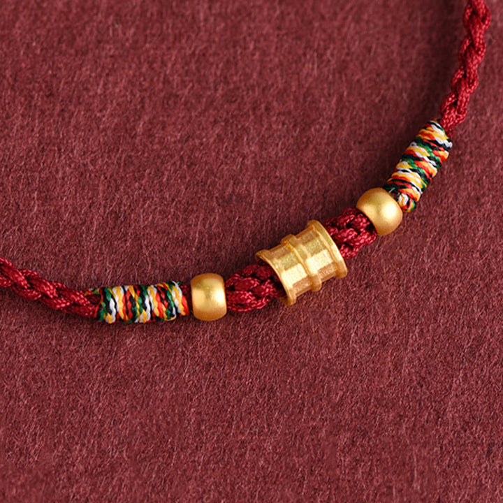 Pulsera de tobillo con cuerda trenzada de la suerte hecha a mano con diseño en forma de cubo pequeño de oro 999 con Buddha Stones - image 7