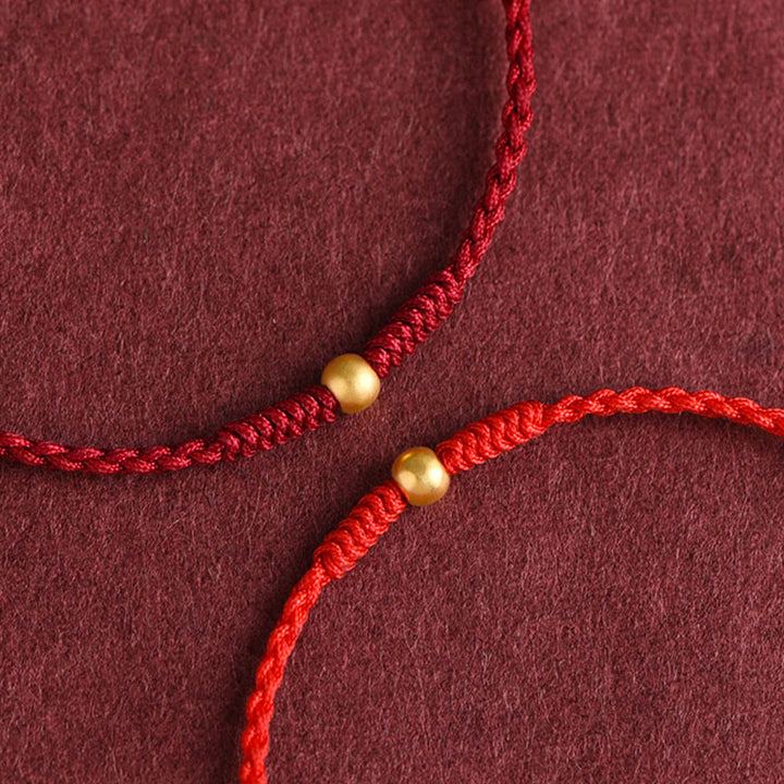 Pulsera de tobillo con cuerda trenzada de alta resistencia hecha a mano con diseño de mini cuentas de oro 999 y Buddha Stones