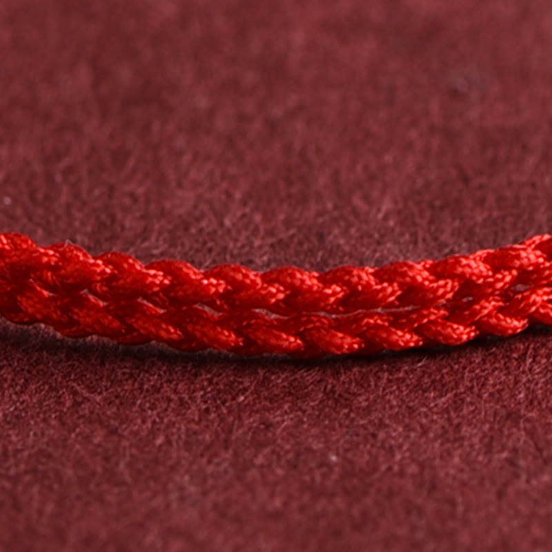 Pulsera de tobillo con cuerda de la suerte hecha a mano con diseño de tres cuentas en oro 999 y Buddha Stones