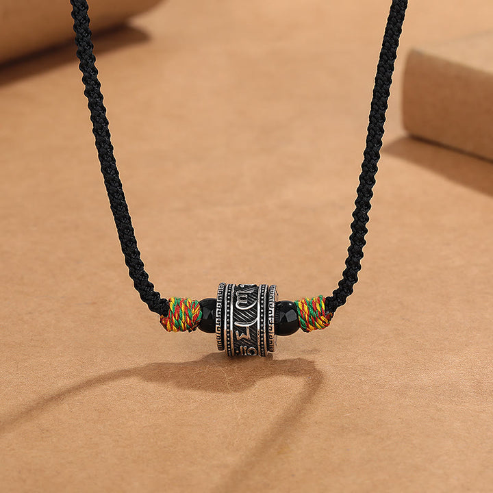 Collar con colgante de cuerda de cobre con la sabiduría de PiXiu, esvástica, Om Mani Padme Hum, Buddha Stones del Tíbet