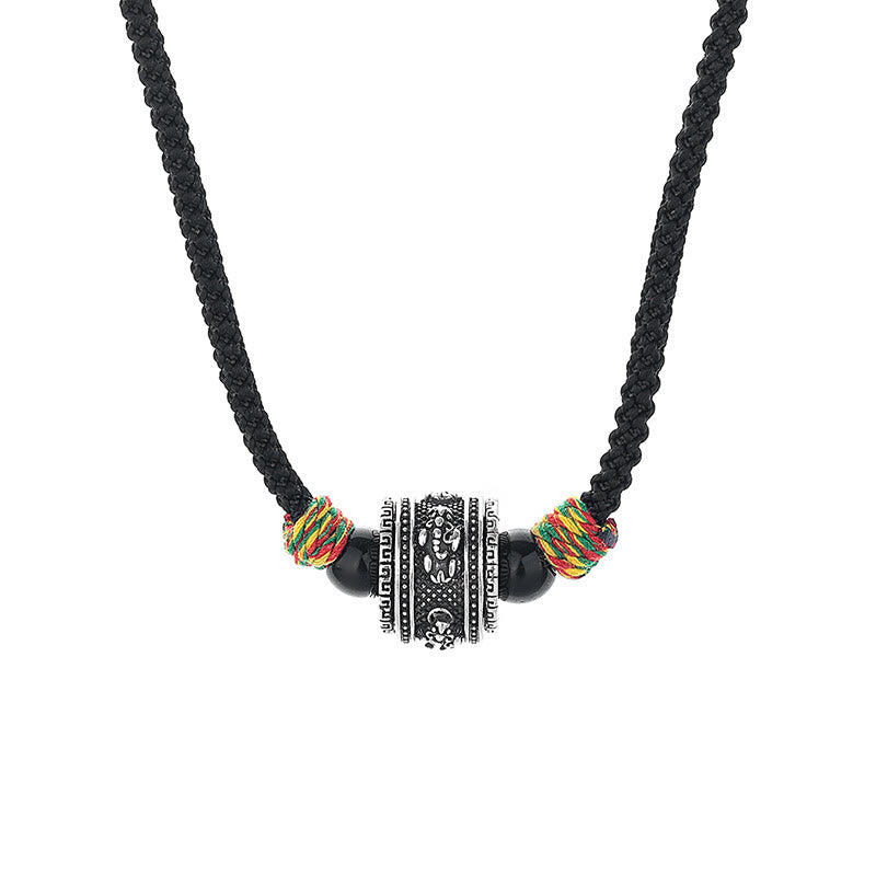 Collar con colgante de cuerda de cobre con la sabiduría de PiXiu, esvástica, Om Mani Padme Hum, Buddha Stones del Tíbet