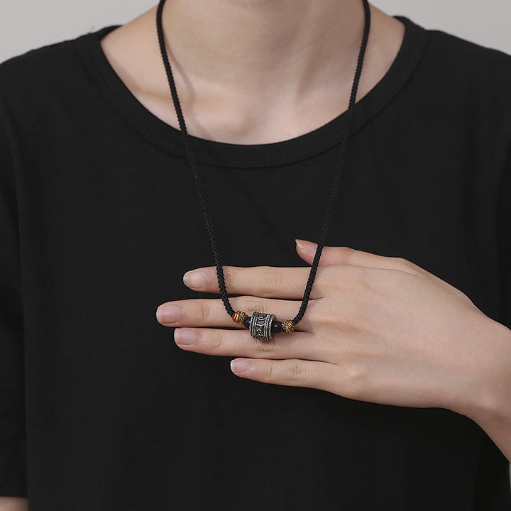 Collar con colgante de cuerda de cobre con la sabiduría de PiXiu, esvástica, Om Mani Padme Hum, Buddha Stones del Tíbet