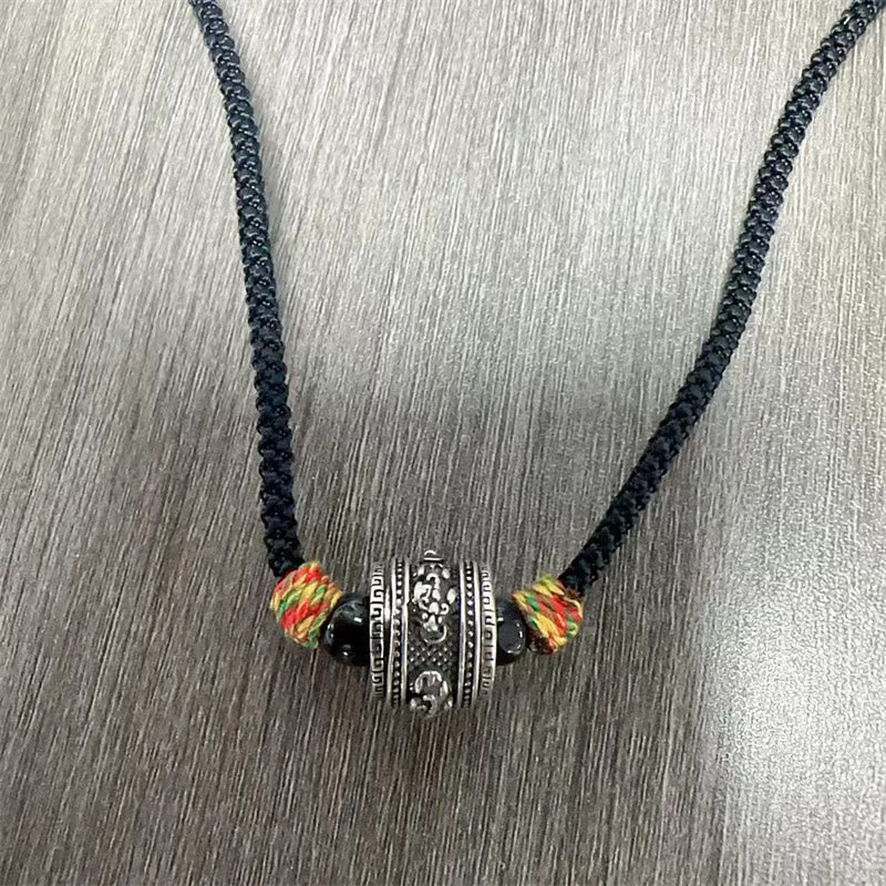 Collar con colgante de cuerda de cobre con la sabiduría de PiXiu, esvástica, Om Mani Padme Hum, Buddha Stones del Tíbet