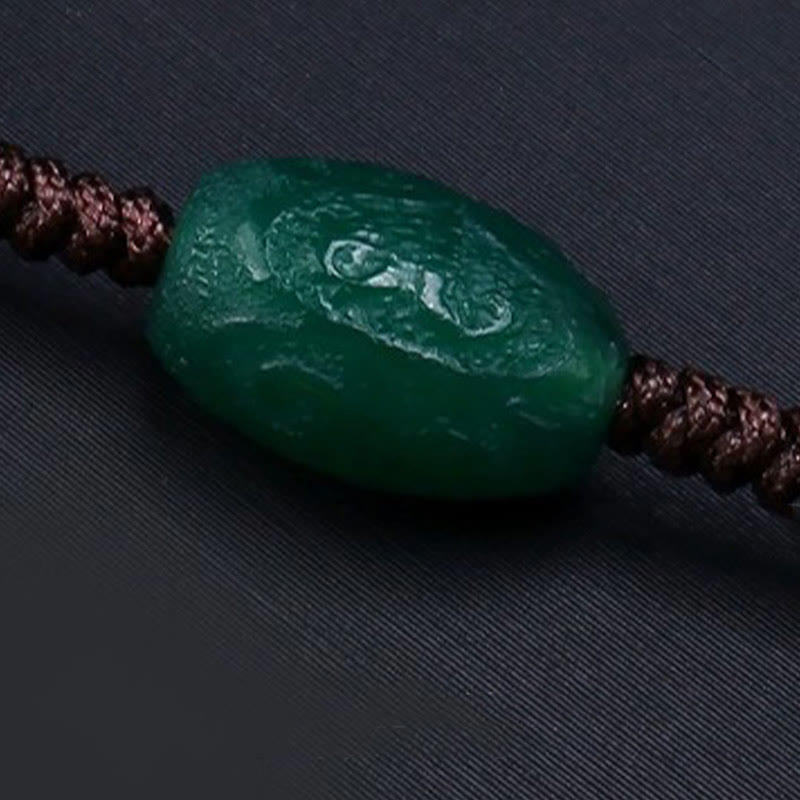 Collar con colgante de cuerda trenzada con protección de cuentas Dzi tibetanas de nueve ojos y Buddha Stones