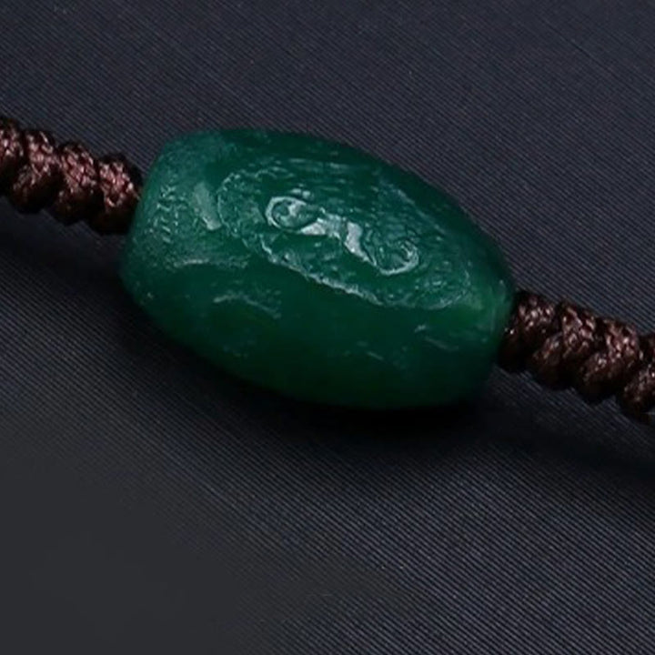 Collar con colgante de cuerda trenzada con protección de cuentas Dzi tibetanas de nueve ojos y Buddha Stones