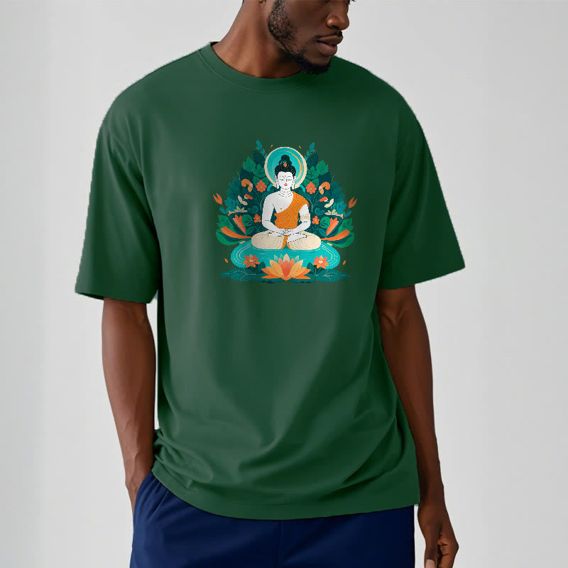 	 piedras Buda flor hierba loto bodhisattva camiseta camiseta - image 1