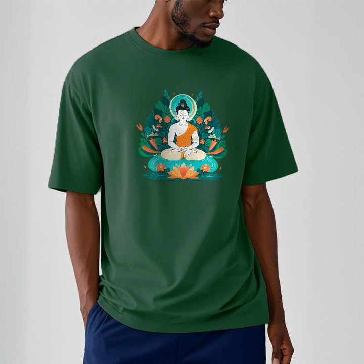 	 piedras Buda flor hierba loto bodhisattva camiseta camiseta - image 1