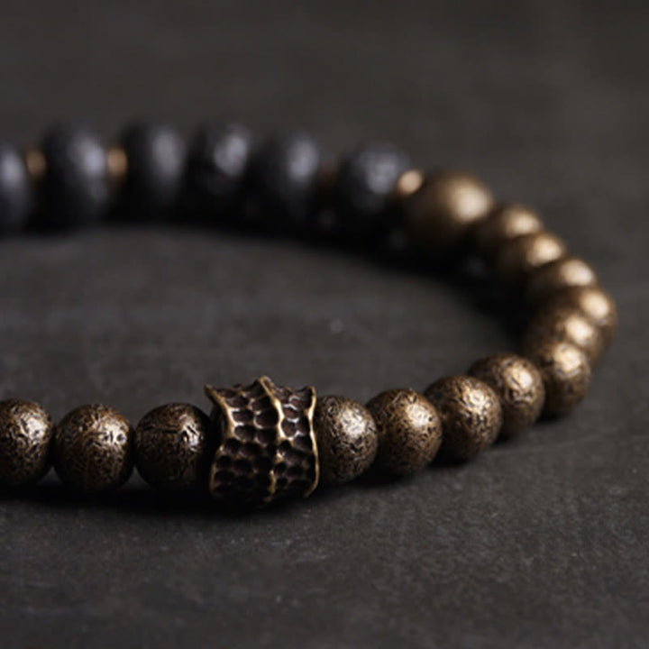 Pulsera de cobre con cuentas de lava y Buddha Stones que absorben energía negativa