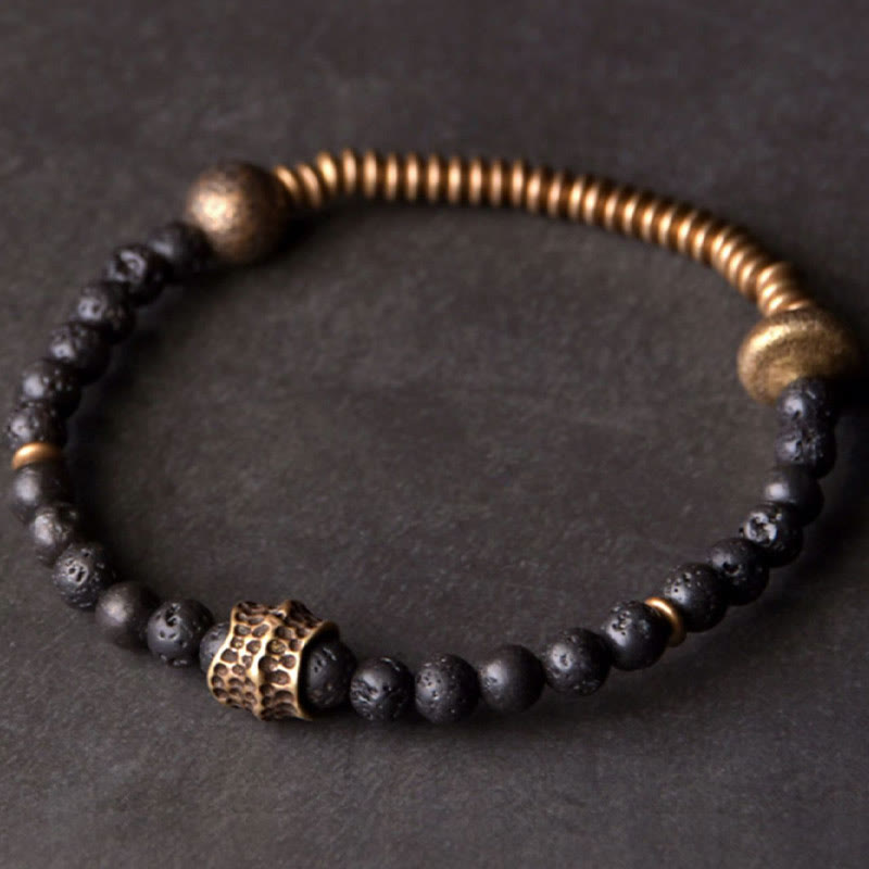 Pulsera de cobre con cuentas de lava y Buddha Stones que ayudan a la curación