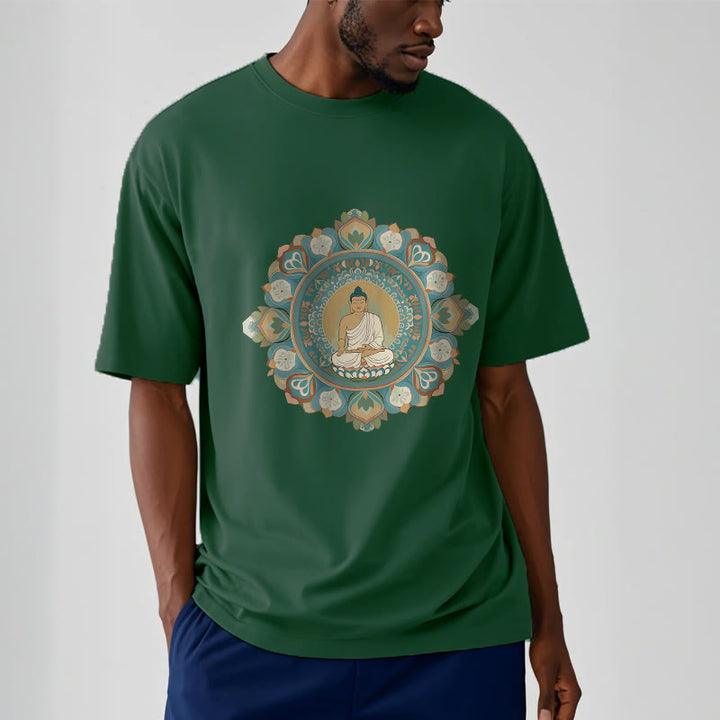 Camiseta de Buda con Piedra y Flor Mandala - image 13