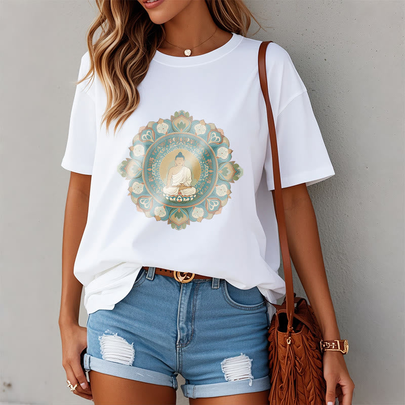 Camiseta de Buda con Piedra y Flor Mandala - image 4
