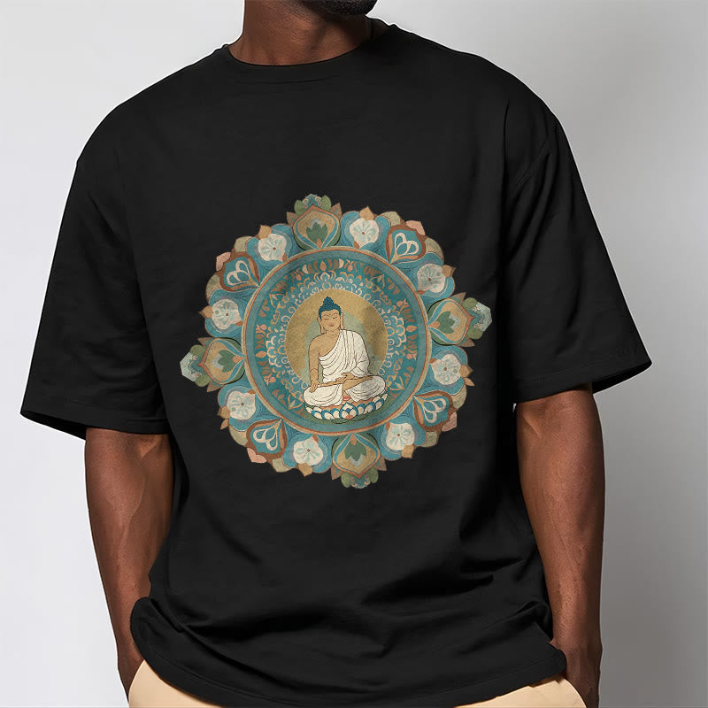 Camiseta de Buda con Piedra y Flor Mandala - image 7