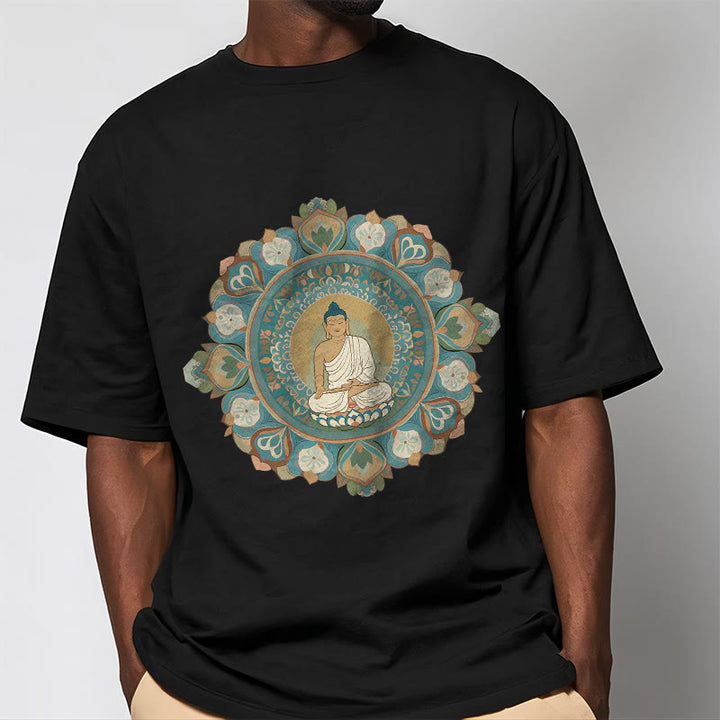 Camiseta de Buda con Piedra y Flor Mandala - image 7