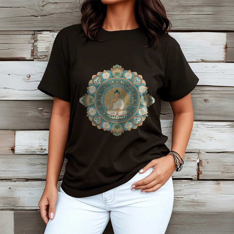 Camiseta de Buda con Piedra y Flor Mandala - image 9