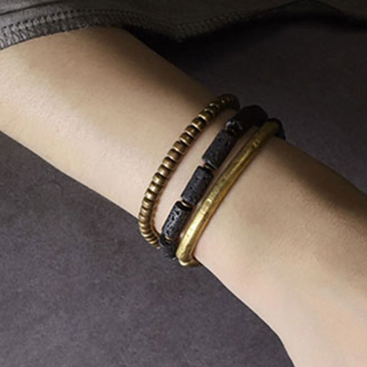 Pulsera envolvente multicapa con cuentas de cobre y roca de lava vintage de Buddha Stones - image 15