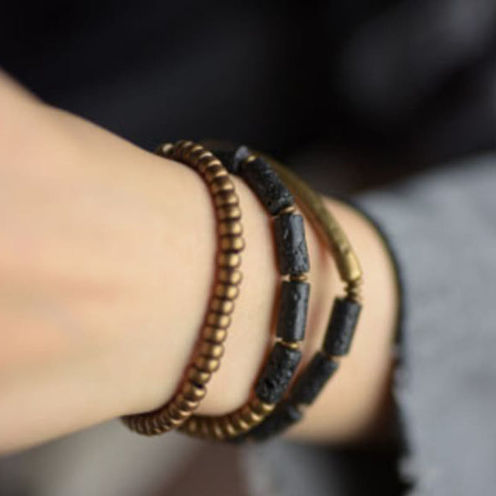 Pulsera envolvente multicapa con cuentas de cobre y roca de lava vintage de Buddha Stones - image 9