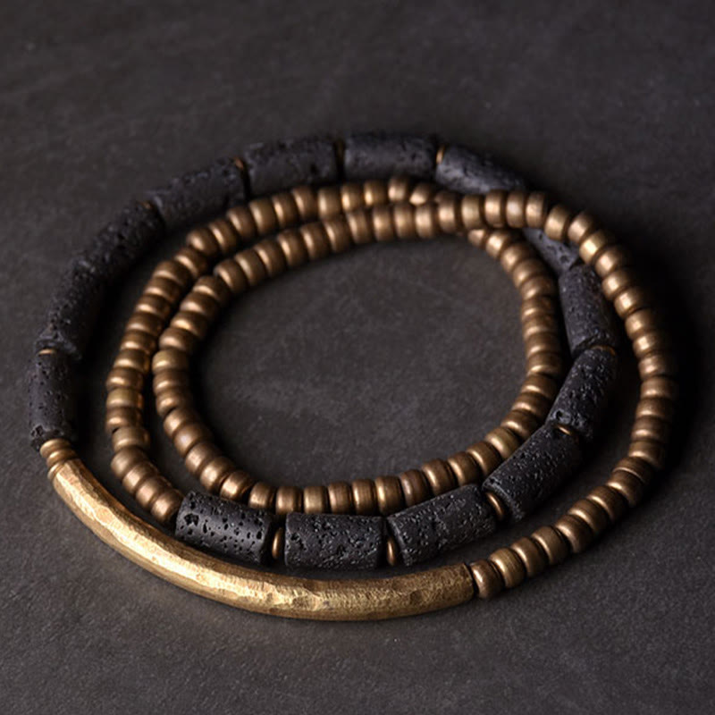 Pulsera envolvente multicapa con cuentas de cobre y roca de lava vintage de Buddha Stones - image 2