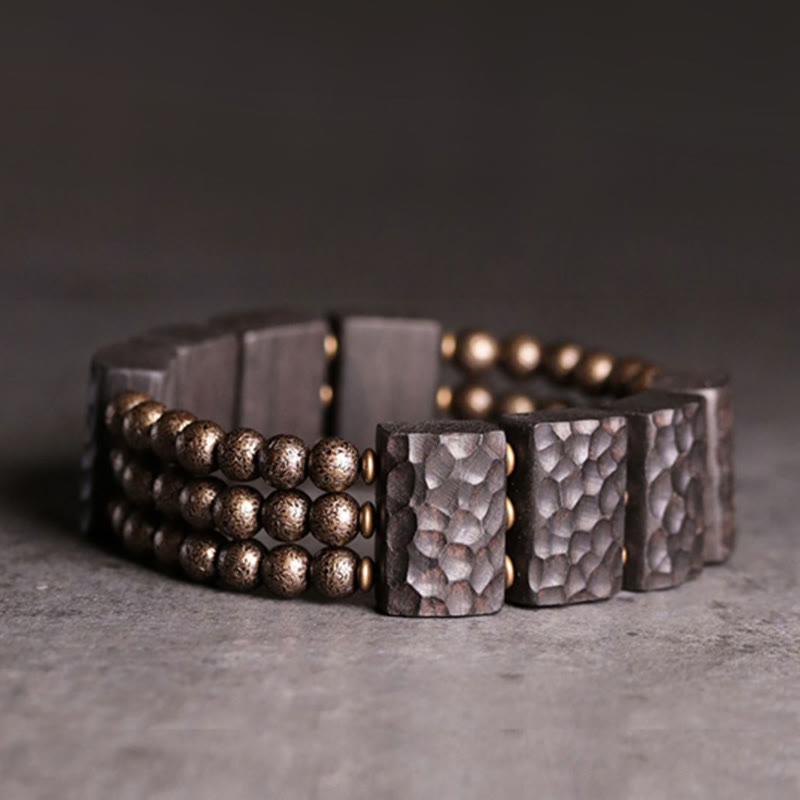 Pulsera de equilibrio con cuentas de cobre y madera de ébano de la paz vintage con Buddha Stones - image 10