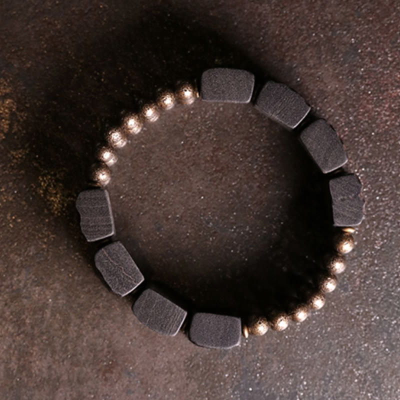 Pulsera de equilibrio con cuentas de cobre y madera de ébano de la paz vintage con Buddha Stones - image 8