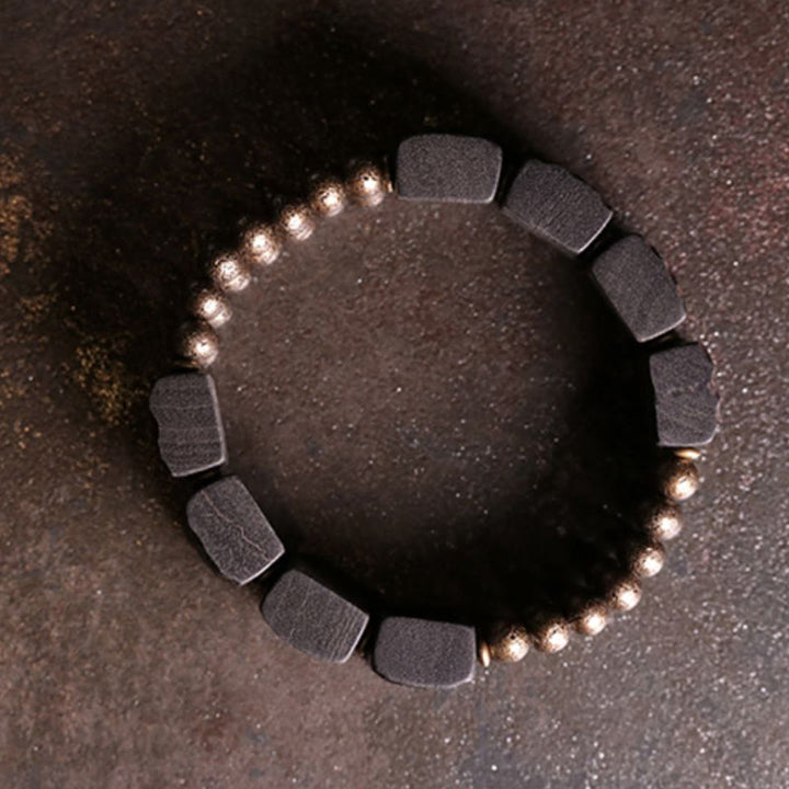 Pulsera de equilibrio con cuentas de cobre y madera de ébano de la paz vintage con Buddha Stones - image 8
