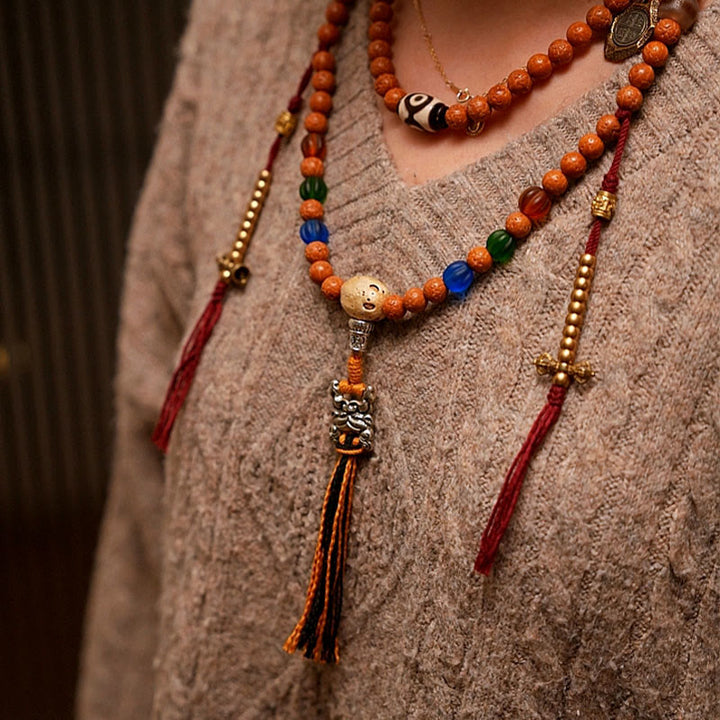 Pulsera de la paz y la sabiduría con 108 cuentas de Mala de semillas de Bodhi del Tíbet y Buddha Stones