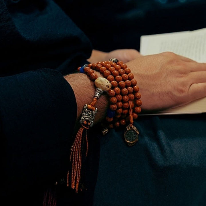 Pulsera de la paz y la sabiduría con 108 cuentas de Mala de semillas de Bodhi del Tíbet y Buddha Stones