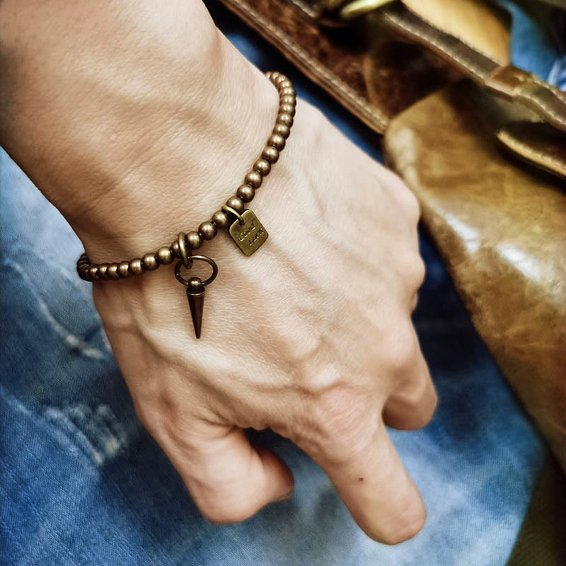 Pulsera de equilibrio de la fortuna con cuentas de latón y cobre vintage de Buddha Stones - image 5