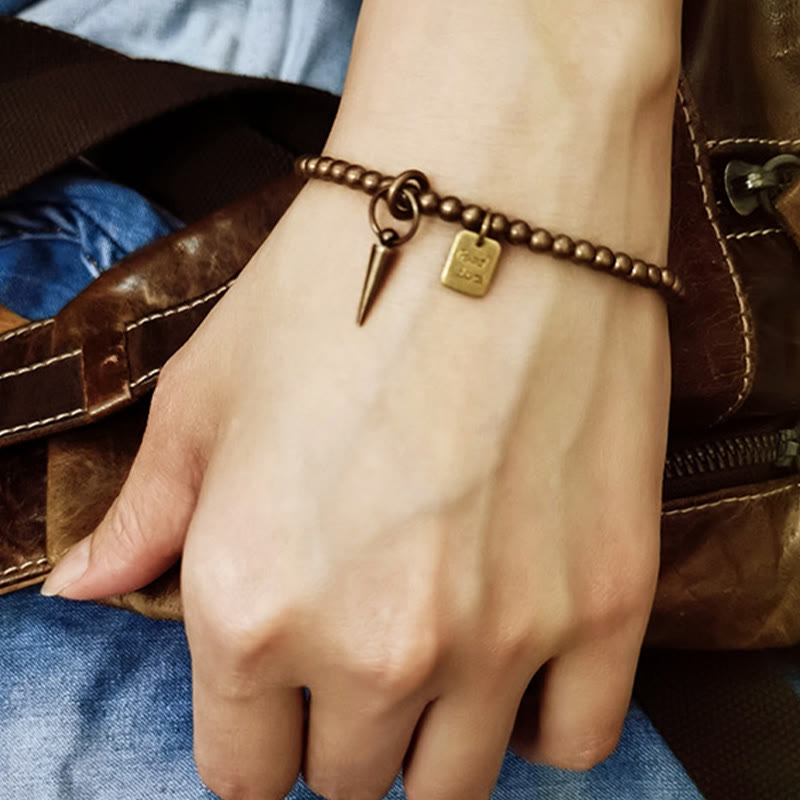 Pulsera de equilibrio de la fortuna con cuentas de latón y cobre vintage de Buddha Stones - image 9