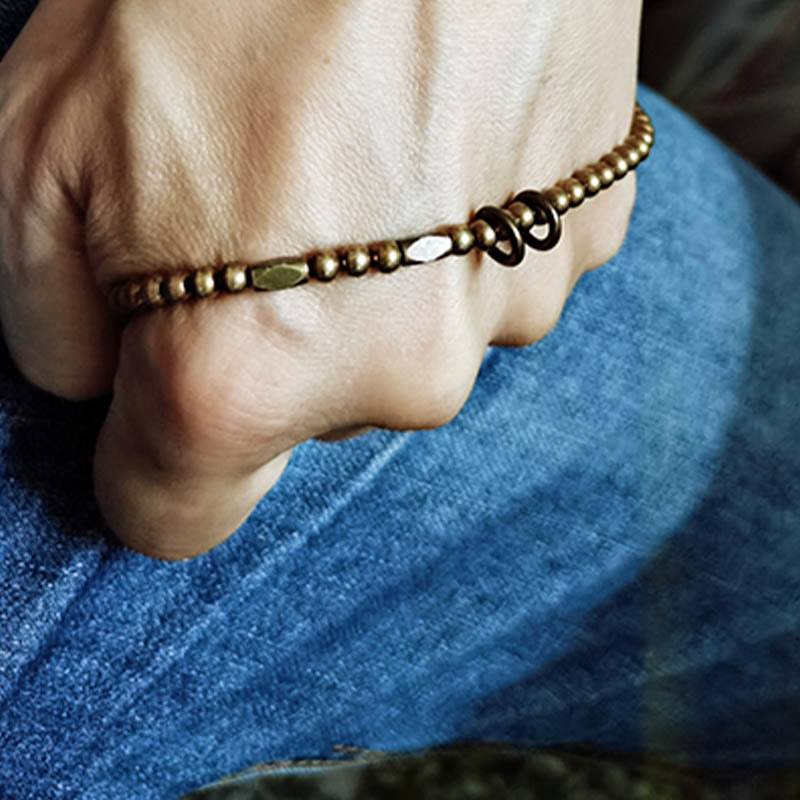 Pulsera de pareja con diseño de cuentas de cobre y latón para el cuidado personal y la riqueza de Buddha Stones - image 8