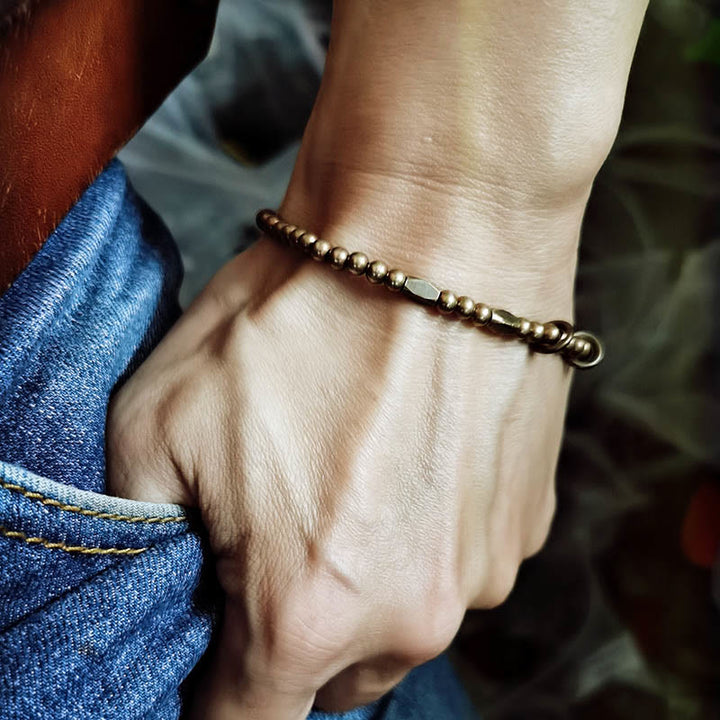 Pulsera de pareja con diseño de cuentas de cobre y latón para el cuidado personal y la riqueza de Buddha Stones - image 4