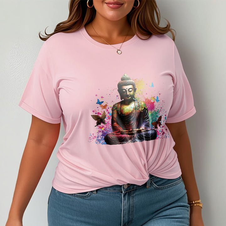 Camiseta con diseño de Buda y mariposa colorida en meditación de Buddha Stones - image 13