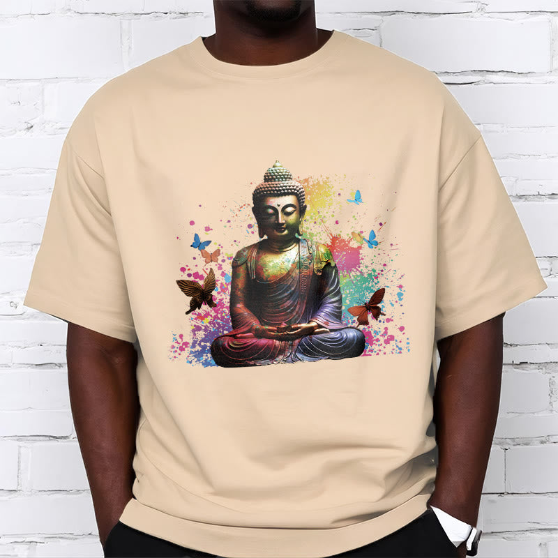 Camiseta con diseño de Buda y mariposa colorida en meditación de Buddha Stones - image 9
