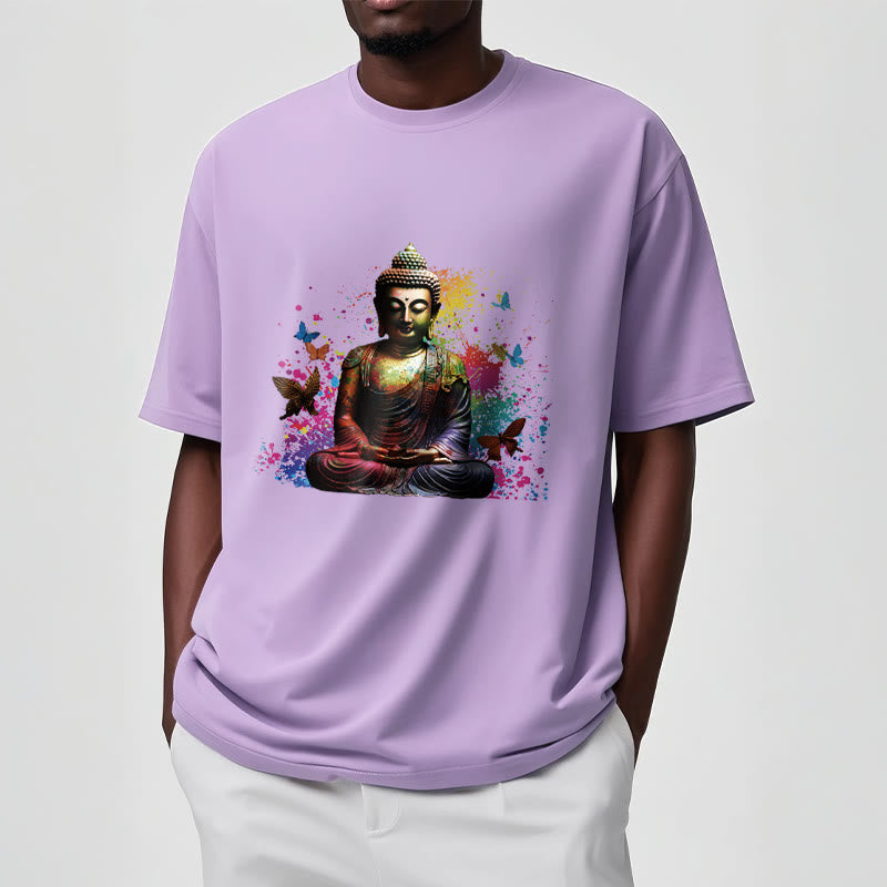 Camiseta con diseño de Buda y mariposa colorida en meditación de Buddha Stones - image 17